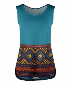 Lily | Teal & Purple Geometric Side-Slit Tank - Women