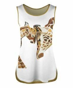 Lily | White & Beige Giraffe Side-Slit Tank - Plus