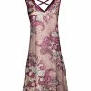 Lily | Beige & Pink Paisley Crisscross-Back V-Neck Sleeveless Dress - Women