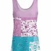 Lily | Blue & Pink Floral Paisley Patchwork Scoop Neck Tank - Plus
