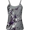 Lily | Gray & Purple Floral Thin-Strap Tank - Plus