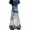 Lily | Navy & White Floral Handkerchief-Hem Maxi Dress - Women & Plus