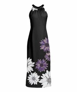 Lily | Black & Purple Floral Maxi Yoke Dress - Women & Plus