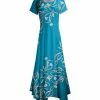 Lily | Turquoise & White Floral Handkerchief-Hem Maxi Dress - Women & Plus