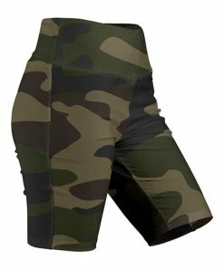 Lily | Green & Brown Camouflage Bike Shorts - Plus