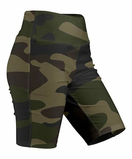 Lily | Green & Brown Camouflage Bike Shorts - Plus 1 Lily | Green & Brown Camouflage Bike Shorts - Plus