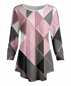 Lily | Pink & Gray Diamond Long-Sleeve Tunic - Women