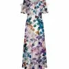 Lily | Purple & Turquoise Leaf Tie-Sleeve Maxi Dress - Plus
