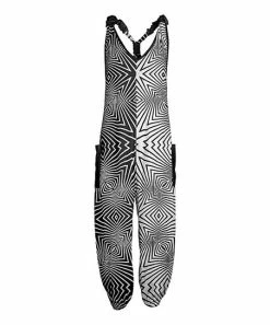 Lily | Black & White Abstract Geometric Pocket Racerback Jumpsuit - Women