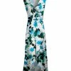 Lily | White & Blue Floral V-Neck Sleeveless Maxi Dress - Plus