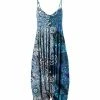 Lily | Blue & White Paisley V-Neck Sleeveless Harem Jumpsuit - Plus