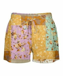 Lily | Yellow & Pink Floral Patchwork Tie-Waist Shorts - Women