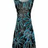 Lily | Black & Teal Floral A-Line Dress - Women