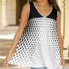 Lily | Black & White Geometric V-Neck Sleeveless Swing Tunic - Women
