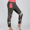 Lily | Gray & Coral Floral High-Waist Pocket Leggings - Plus