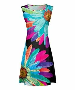 Lily | Black & Blue Floral A-Line Dress - Women & Plus