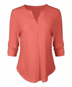 Lily | Coral Notch Neck Curved-Hem Top - Women & Plus