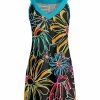 Lily | Black & Turquoise Floral Sleeveless Yoke Tunic - Plus