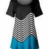 Lily | Black & Aqua Color-Block Stripe Boatneck Short-Sleeve Tunic - Women & Plus