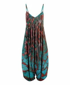 Lily | Rust & Teal Abstract Sleeveless Harem Jumpsuit - Plus