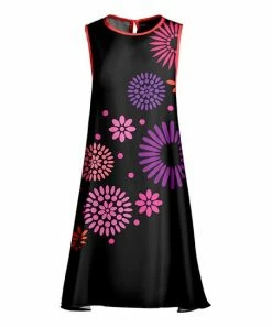 Lily | Black & Pink Floral Sleeveless Shift Dress - Plus