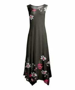 Lily | Gray & Pink Floral Sleeveless Maxi Dress - Women & Plus