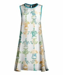 Lily | Teal & Orange Turtle Sleeveless Shift Dress - Plus