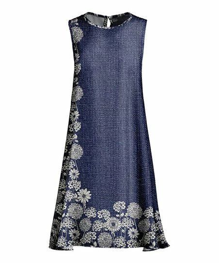 Lily | Blue & White Floral Sleeveless Shift Dress - Women & Plus 1 Lily | Blue & White Floral Sleeveless Shift Dress - Women & Plus