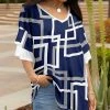 Lily | Navy & Gray Abstract Layered-Sleeve V-Neck Tunic - Plus