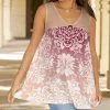 Lily | Rose & Purple Ombré Damask Sleeveless V-Neck Tunic - Plus