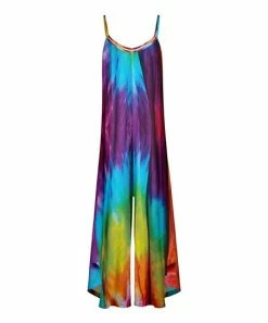Lily | Purple & Turquoise Tie-Dye Sleeveless Wide-Leg Jumpsuit - Plus