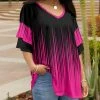 Lily | Black & Pink Abstract Ruffle-Sleeve V-Neck Tunic - Plus