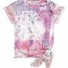Lily | Pink & Lavender Floral Patchwork Tie-Hem Tee - Plus