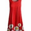 Lily | Red & Yellow Daisy Sleeveless Pleated Tunic - Women