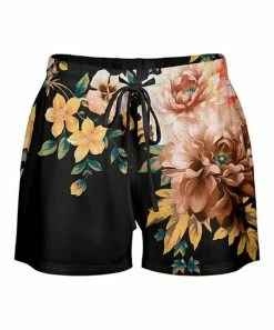 Lily | Black & Beige Floral Drawstring Shorts - Women