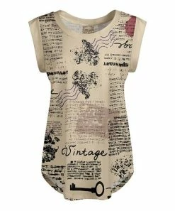 Lily | Beige & Black Typography Cap-Sleeve Dolman Top - Women