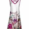 Lily | White & Fuchsia Floral Crisscross V-Neck Sleeveless Dress - Women