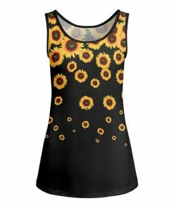 Lily | Black & Yellow Sunflower Sleeveless Tank - Women