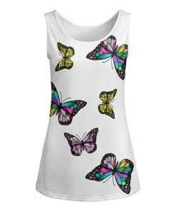 Lily | White & Yellow Butterflies Sleeveless Tank - Women