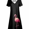 Lily | Black & Pink Flamingo Crisscross-Back V-Neck Dress - Women