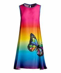 Lily | Pink & Black Ombré Butterfly Sleeveless Shift Dress - Plus