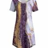 Lily | Purple & Gold Marbled Short-Sleeve Dress - Women