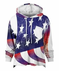 Lily | Blue & Red Stars & Stripes Patch-Pocket Hoodie - Plus
