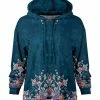 Lily | Blue & Purple Floral Loose Fit Patch-Pocket Hoodie - Women & Plus