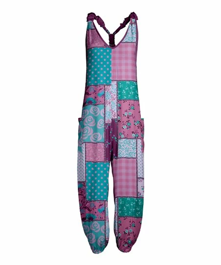 Lily | Teal & Purple Patchwork Pocket Jumpsuit - Plus 1 Lily | Teal & Purple Patchwork Pocket Jumpsuit - Plus