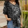 Lily | Gray & Black Leopard Ruffle-Sleeve V-Neck Tunic - Women & Plus