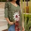 Lily | Green & Red Floral Ruffle-Sleeve V-Neck Tunic - Women