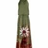 Lily | Olive & Red Floral Sleeveless Maxi Dress - Women