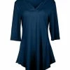 Lily | Navy Three-Quarter Sleeve Curved-Hem Tunic - Women & Plus