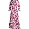 Lily | White & Pink Abstract Droplet Button-Front Tie-Waist Maxi Dress - Women